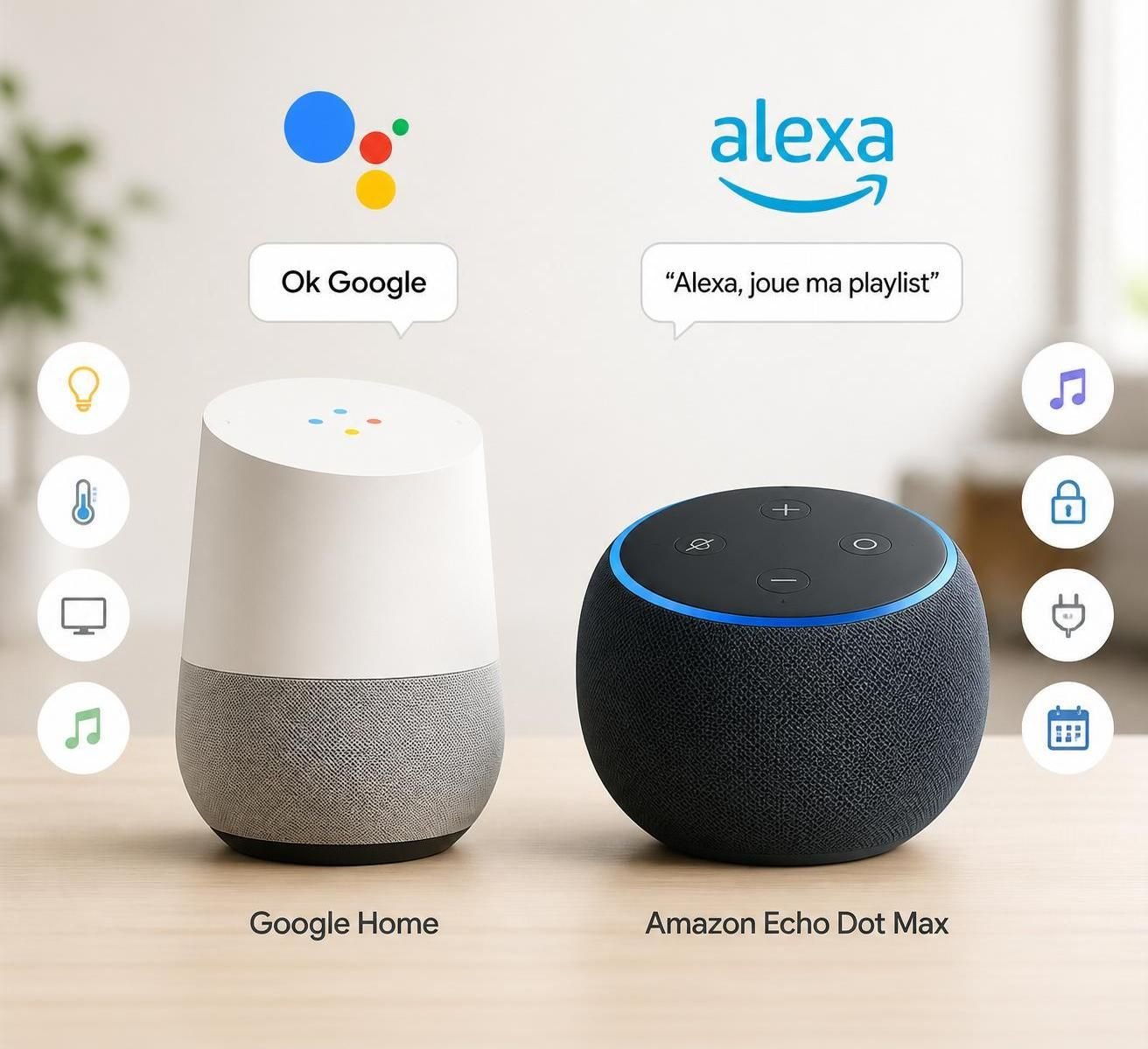 découvrez une comparaison détaillée entre google home speaker et amazon echo dot max, deux hubs intelligents à 99 $, pour choisir celui qui correspond le mieux à vos besoins grâce à leurs caractéristiques clés.