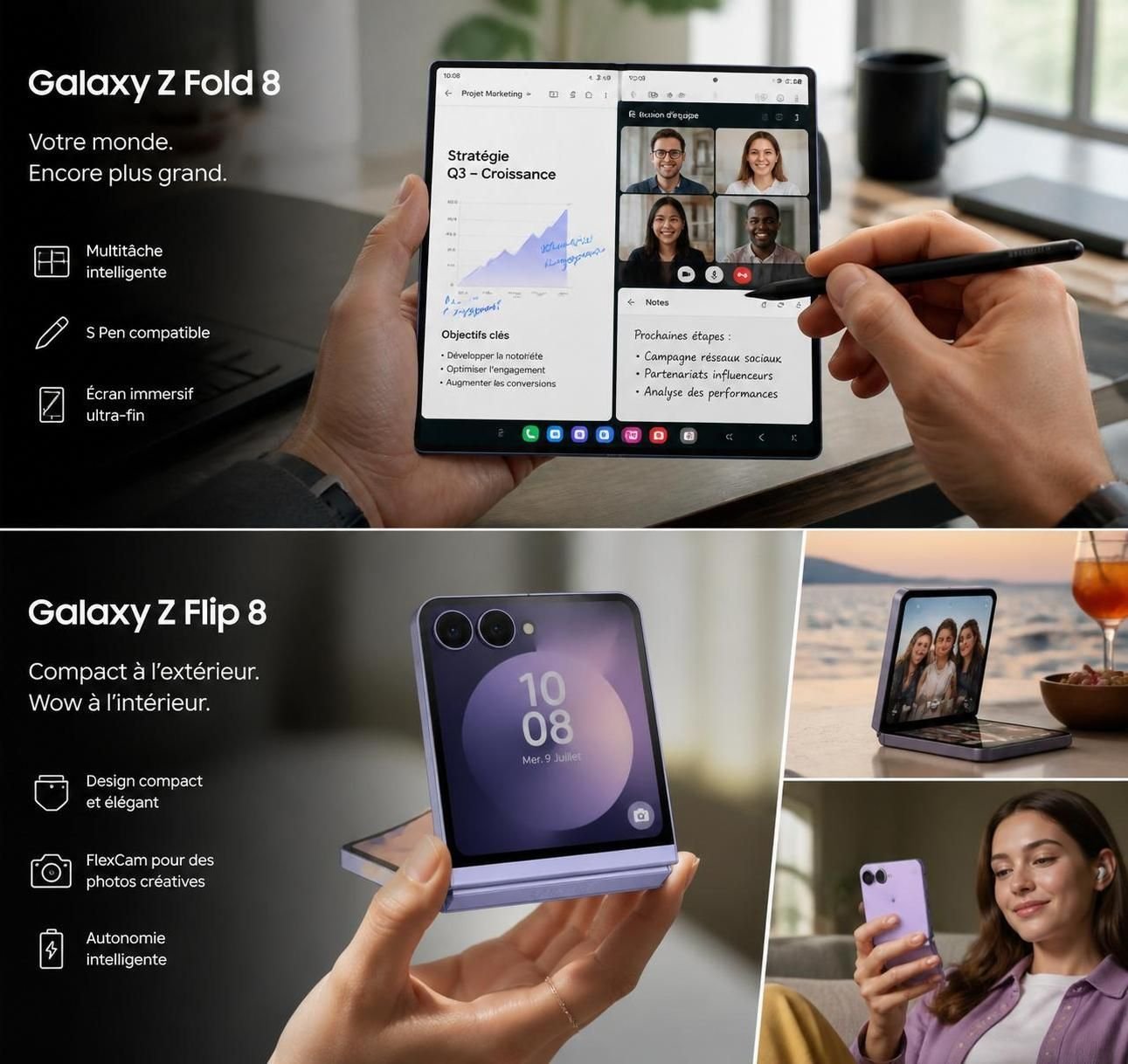 découvrez notre comparatif détaillé entre le samsung galaxy z fold 8 et le z flip 8, deux smartphones pliables innovants. analyse des performances, design, fonctionnalités et prix pour vous aider à choisir le modèle qui correspond le mieux à vos besoins.