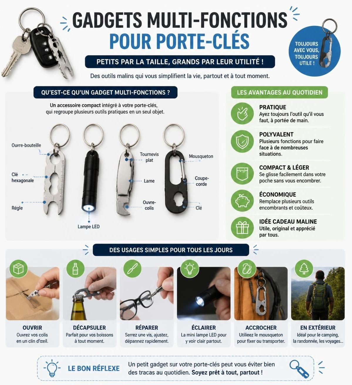 découvrez les gadgets indispensables à glisser à votre porte-clés au quotidien et leurs avantages pour simplifier votre vie de tous les jours.