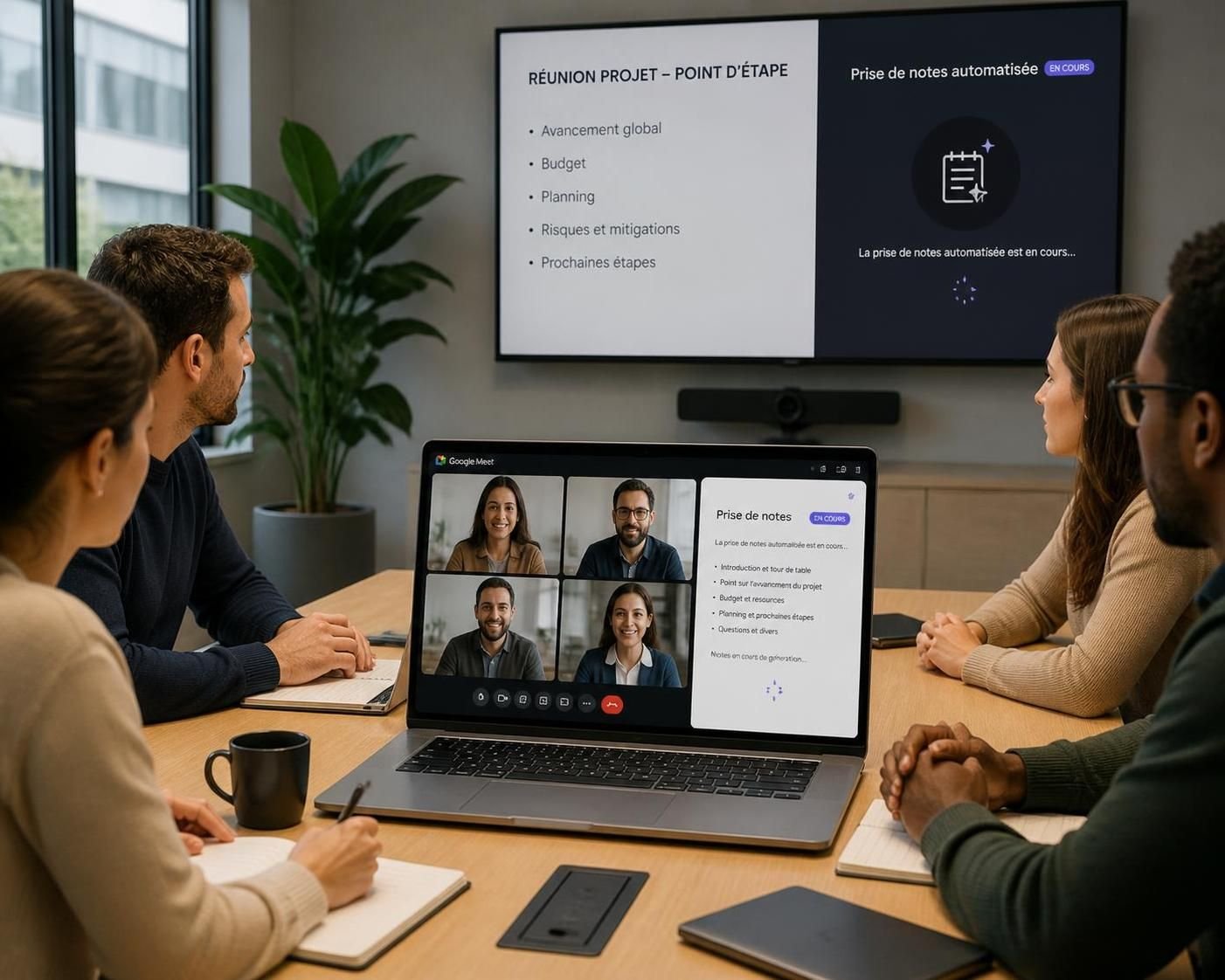 découvrez comment google meet facilite vos réunions en présentiel en prenant automatiquement des notes. améliorez votre productivité grâce à cette nouvelle fonctionnalité innovante.