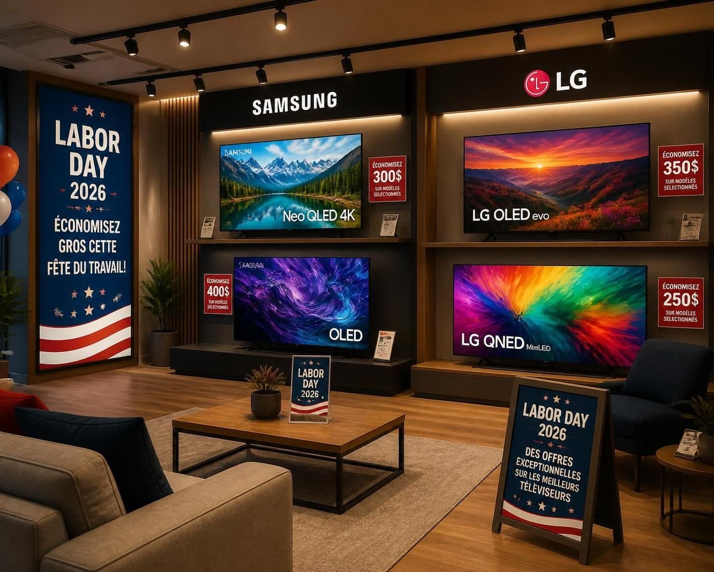 découvrez les meilleures offres tv du début du labor day 2026 avec des promotions exceptionnelles sur samsung, lg et d'autres grandes marques. profitez des réductions exclusives pour renouveler votre téléviseur dès maintenant !