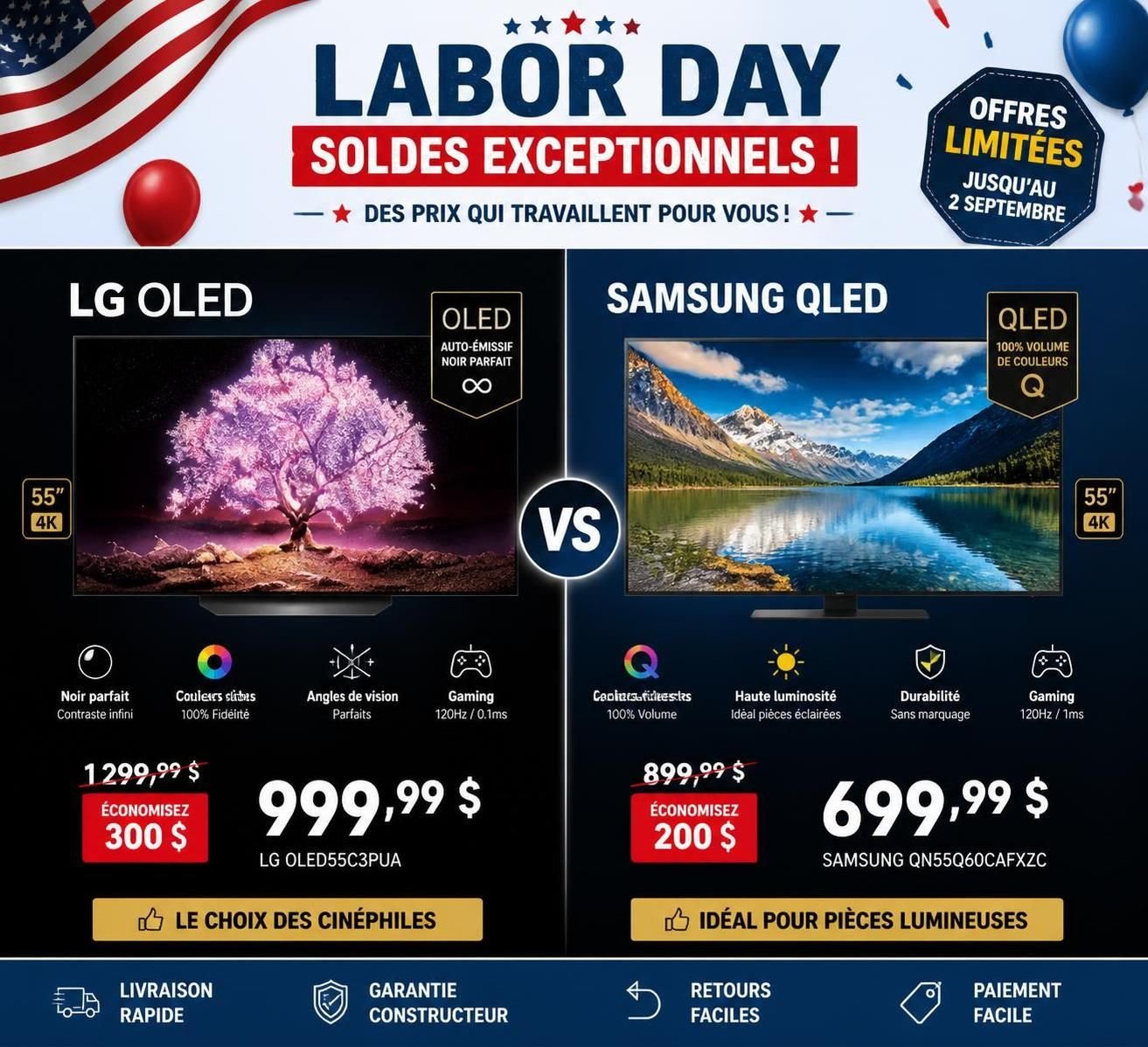 découvrez les meilleures offres tv du début du labor day 2026 avec des promotions exceptionnelles sur les marques samsung, lg et bien d'autres. profitez de réductions incroyables pour renouveler votre téléviseur dès maintenant !