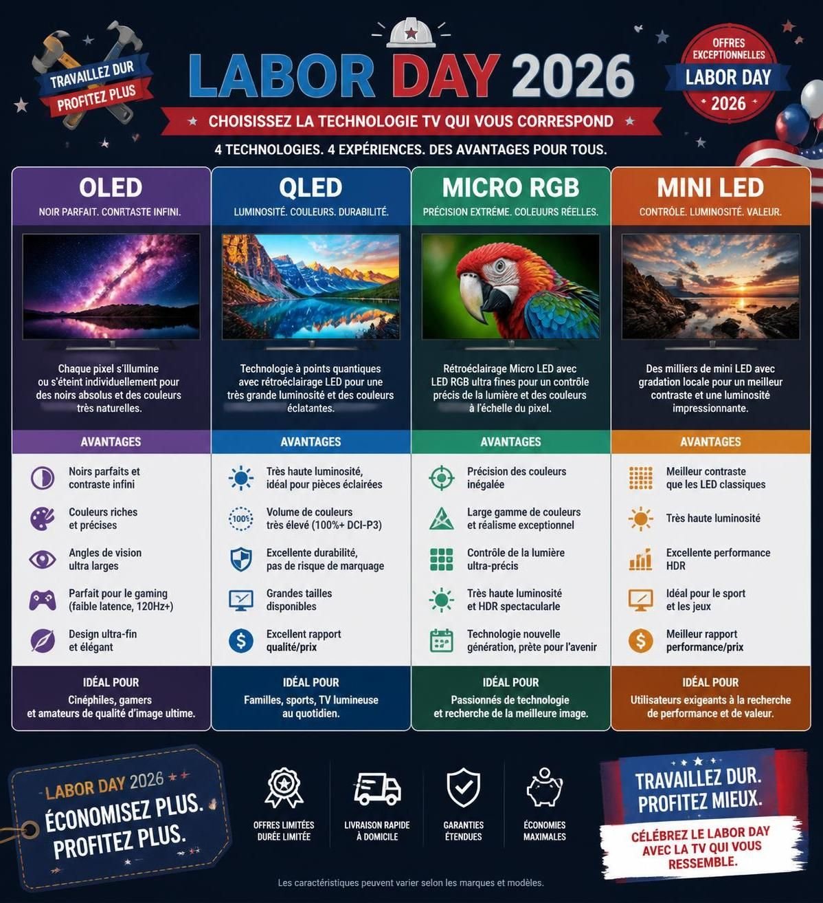 découvrez les meilleures offres tv du début du labor day 2026 avec des promotions exceptionnelles sur samsung, lg et bien d'autres marques pour profiter d'une qualité d'image incomparable à prix réduit.