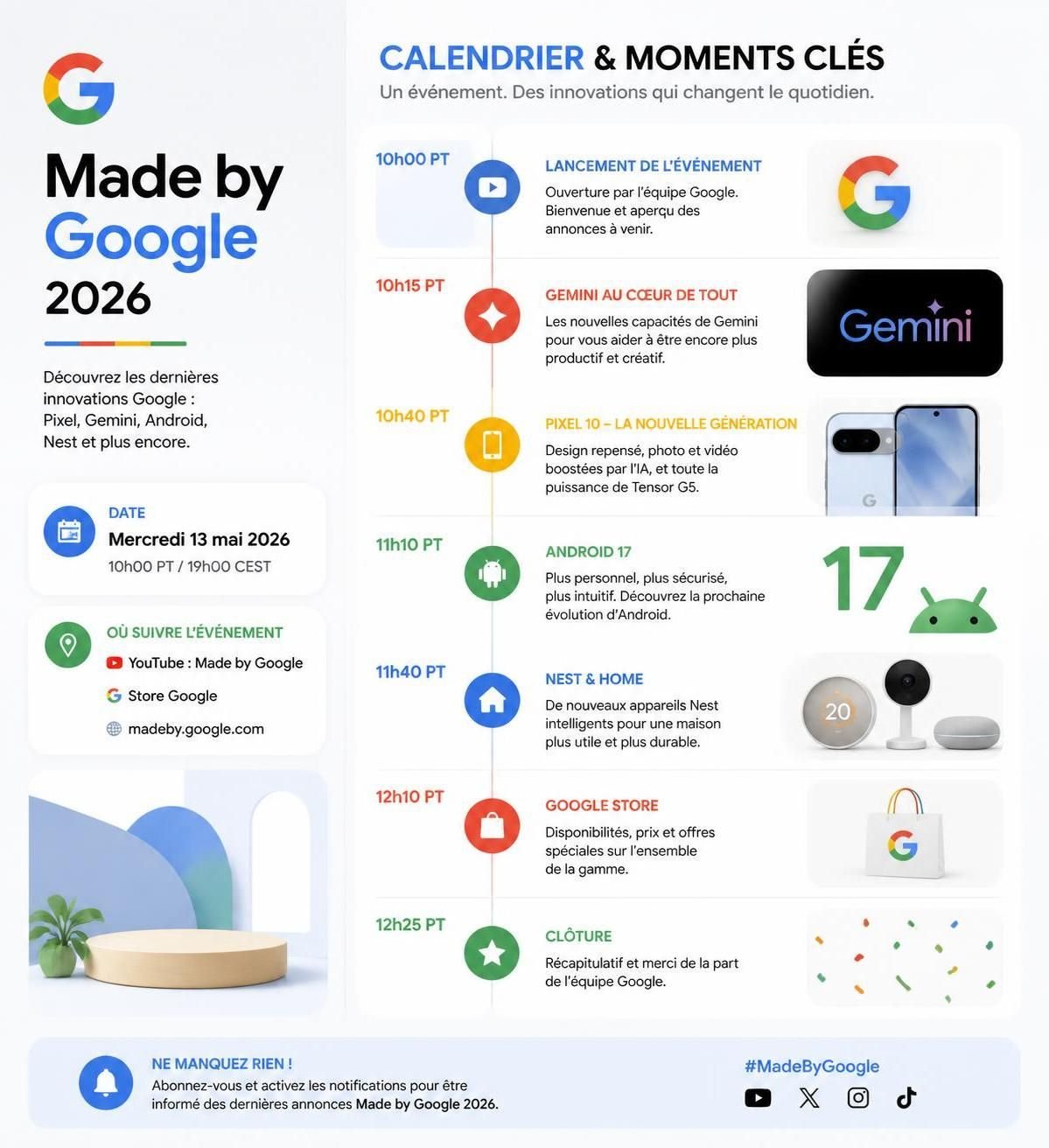 découvrez comment suivre l'événement made by google 2026 et tout ce qu'il faut savoir sur le lancement du pixel 11, ses nouveautés et innovations.