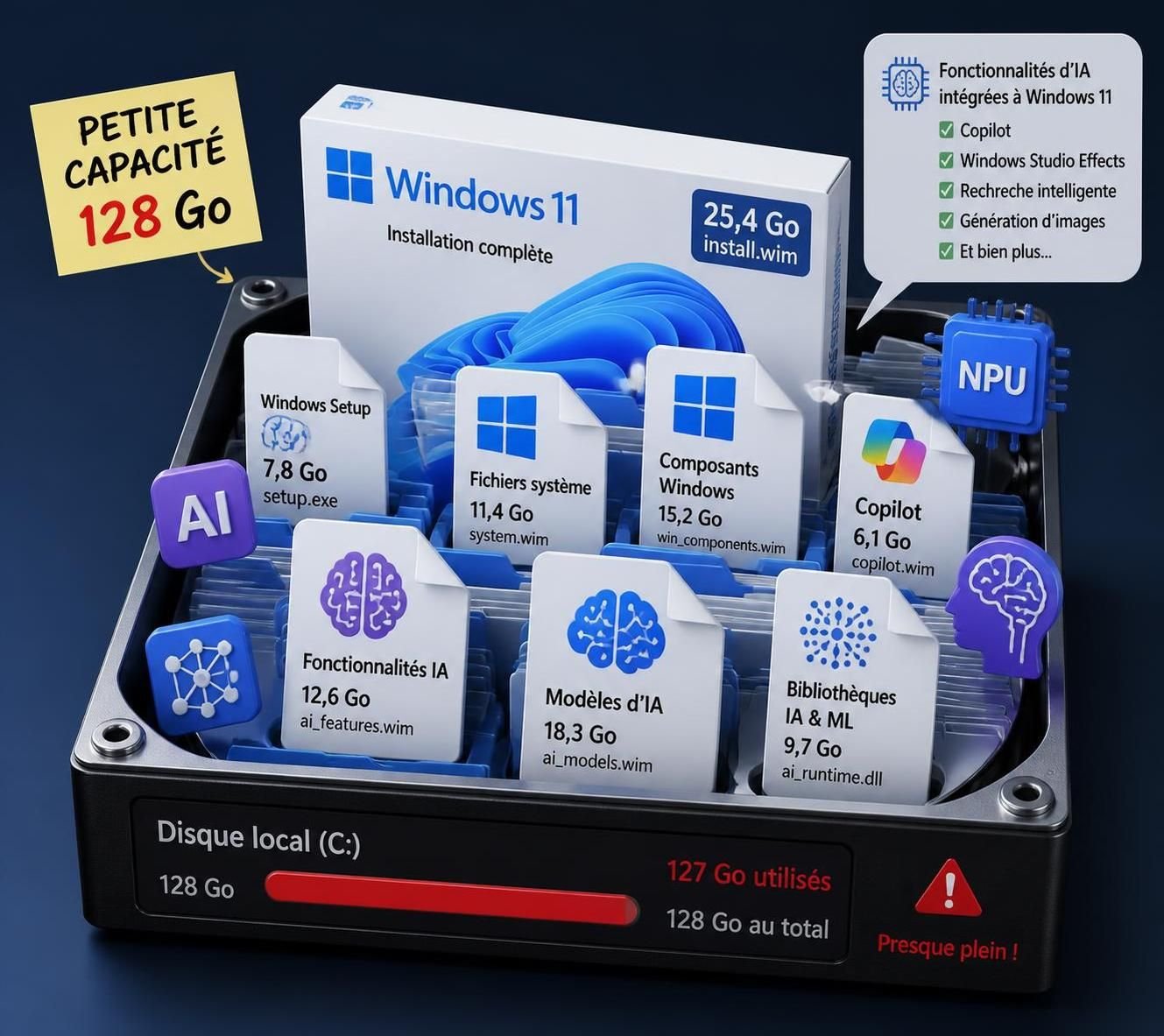 découvrez pourquoi les fichiers d'installation de windows augmentent en taille et comment l'intelligence artificielle contribue à remplir les disques de plus petite capacité.